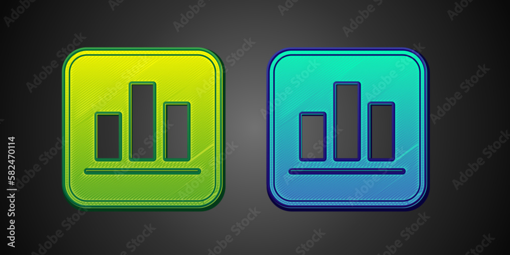 Green and blue Pie chart infographic icon isolated on black background. Diagram chart sign. Vector Green and blue Pie chart infographic icon isolated on black background. Diagram chart sign. Vector