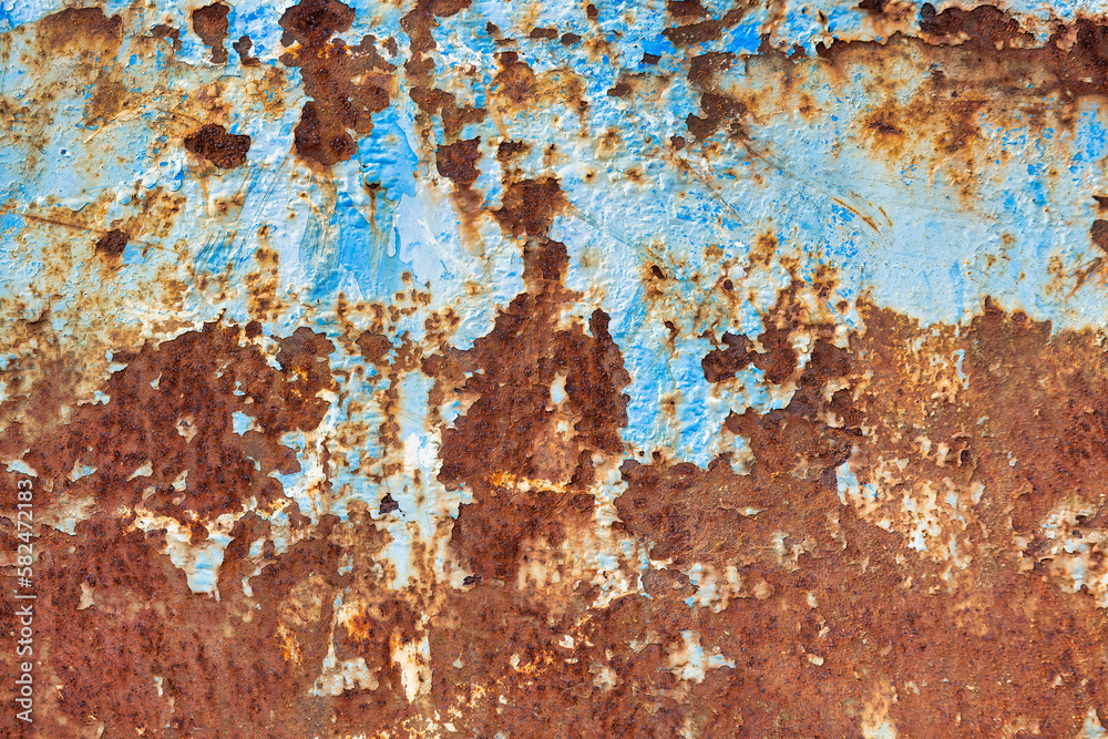 Rusty Blue Metal Plate with Vintage Aesthetics