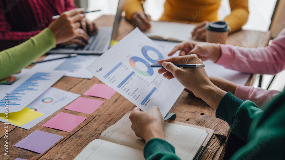 Fototapeta premium Employees of the company receive auditing of accounting information. Help check balance sheets and accounts of stock exchange companies and stock markets. new start up project. Finance task.