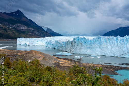 View of the Perito Moreno glacier of Los Glaciares National Park in Argentina.