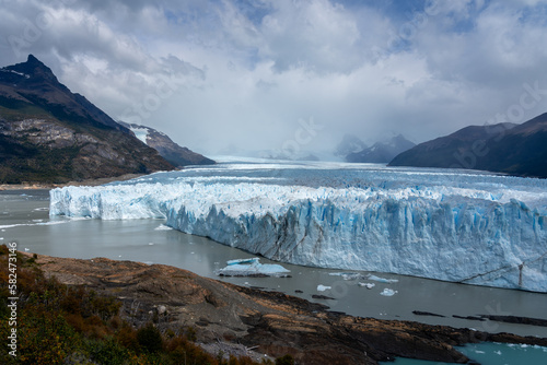 View of the Perito Moreno glacier of Los Glaciares National Park in Argentina.