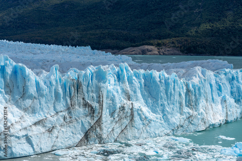 Closeup of the ice wall of the Perito Moreno Glacier of Los Glaciares National Park in Argentina. © JHVEPhoto