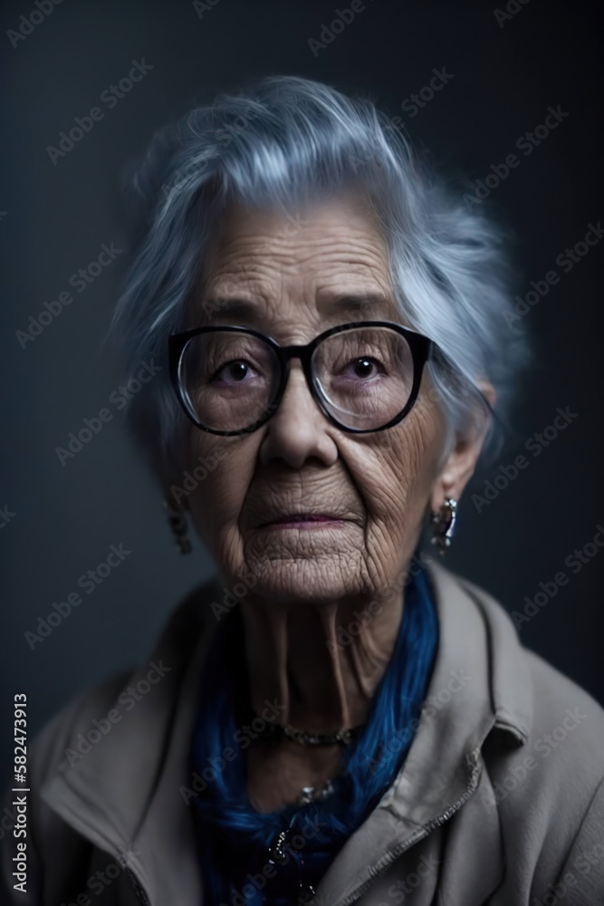 Lovely portrait of sweet lonely and sad grandmother with glasses and white hair. Granny, grandma, elderly, old, older, senior woman. Concept sadness, loneliness. Isolated. Ai generative Lovely portrait of sweet lonely and sad grandmother with glasses and white hair. Granny, grandma, elderly, old, older, senior woman. Concept sadness, loneliness. Isolated. Ai generative