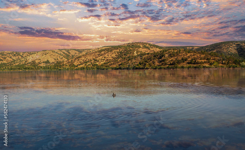 View of the lake and surroundings under a beautiful sky. Turkey - Ankara - Eymir Lake photo