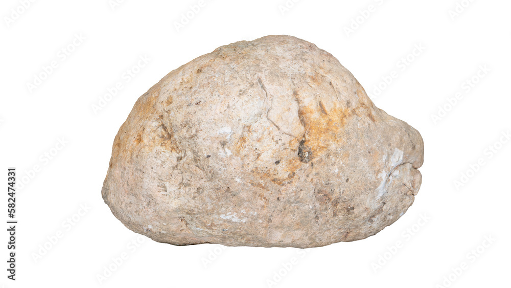 An elliptical rock with a shiny and curved shape. on isolated white background. An elliptical rock with a shiny and curved shape. on isolated white background.