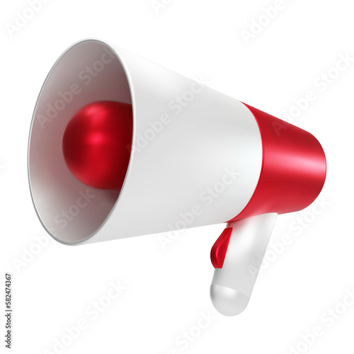 Megaphone icon isolated on white background. 3d megaphone speaker loudspeaker bullhorn for announcing promotion, 3d vector illustration.