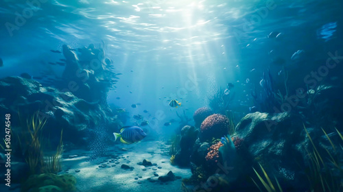 Oceanic Wonderland, A Vibrant Underwater Scene. Generative AI