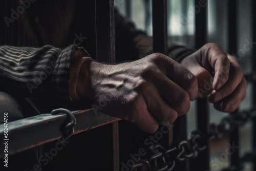Prisoner behind bars in jail, generative ai 