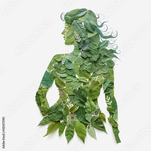 Wallpaper Mural Nature's Artistry in Clear and Crisp Detail: A Clipart Illustration of a Lady Made of Leaves with a Smooth Texture and White Background Torontodigital.ca