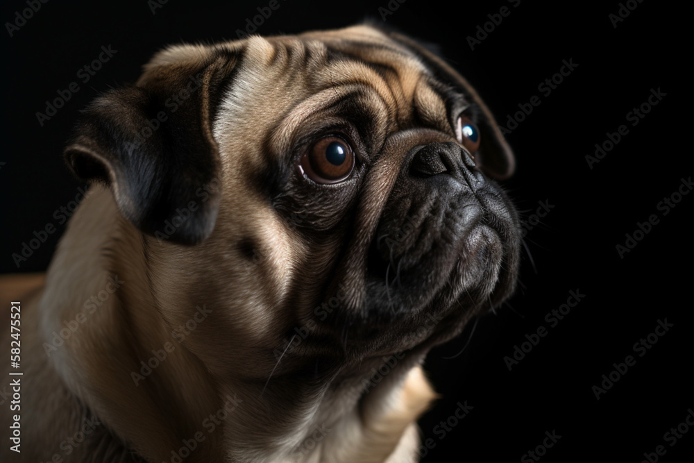 Cute and fluffy Pug dog, Generated by AI