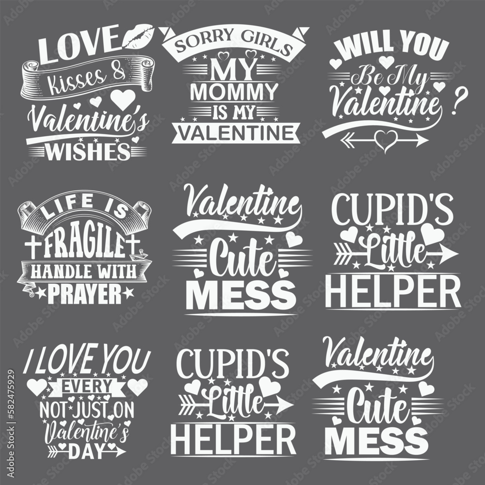 Beautiful Happy Valentine’s Day Typography Design Bundles