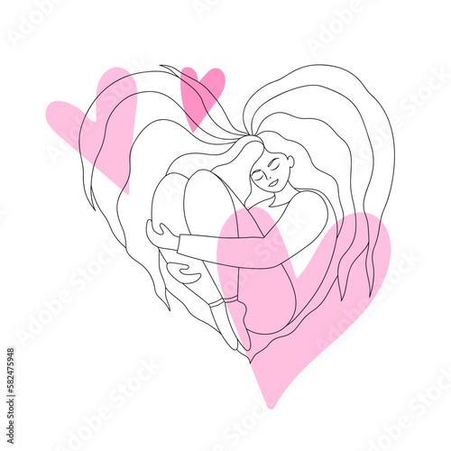 Self love, health, beauty and wellness concept. Vector illustration