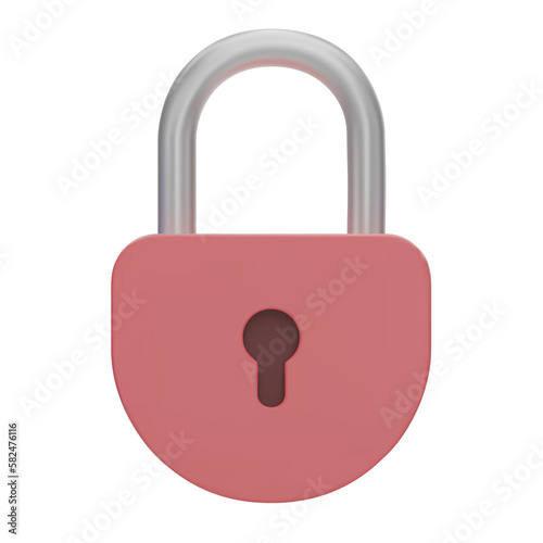 3D pink Padlock icons isolated on white background. Minimal lock icon. 3d vector illustration.