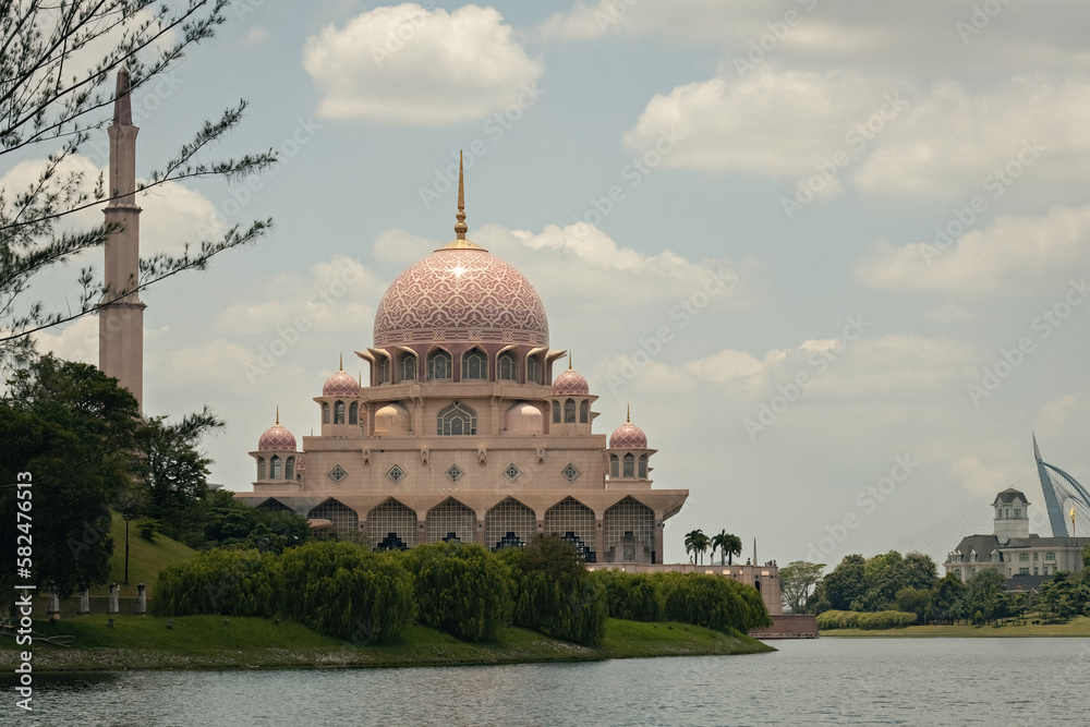 Putra Mosque exterior view in Putrajaya Malaysia
