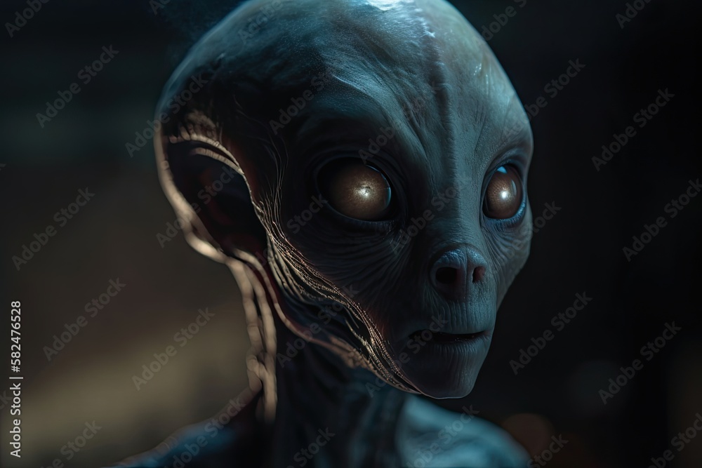 Close up of an alien portrait. Generative AI Close up of an alien portrait. Generative AI