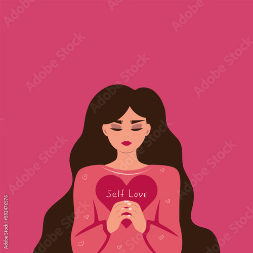 Self love, health, beauty and wellness concept. Vector illustration