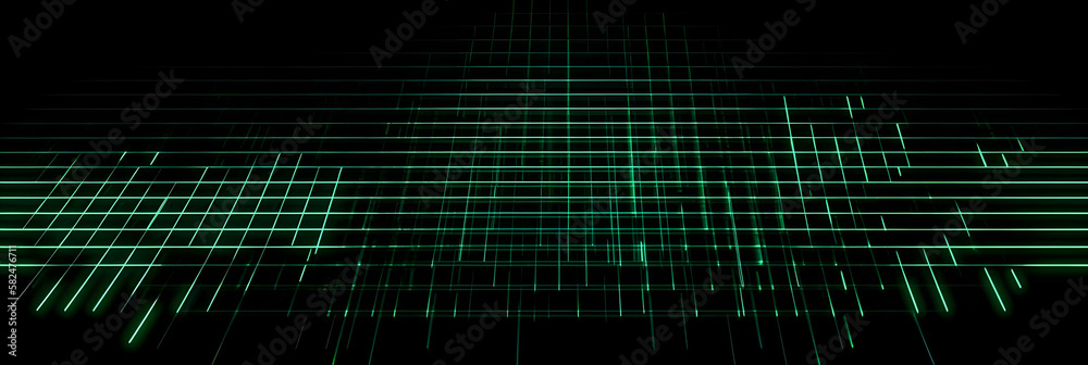 Unlocking the Secrets of the Digital Realm: Futuristic Perspective of Stylish Green Matrix Code Lines on a Black Background