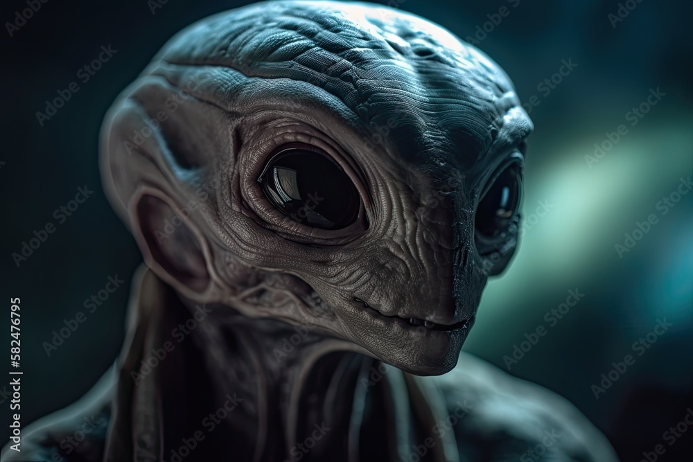 Close up of an alien portrait. Generative AI Close up of an alien portrait. Generative AI