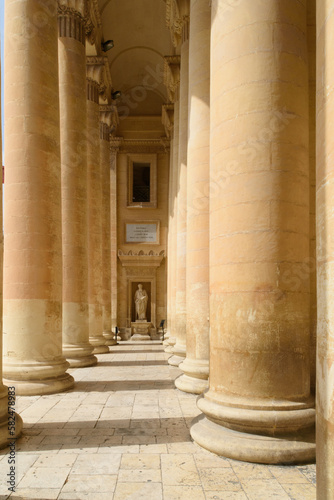 Mosta  Malta  The portico with Ionic columns at the Basilica of the Assumption of Our Lady commonly known as the Rotunda of Mosta or the Mosta Dome.