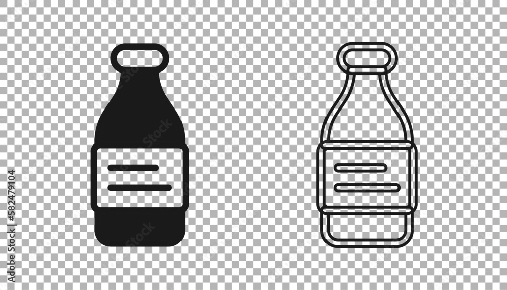 Black Bottle of water icon isolated on transparent background. Soda aqua drink sign. Vector Black Bottle of water icon isolated on transparent background. Soda aqua drink sign. Vector