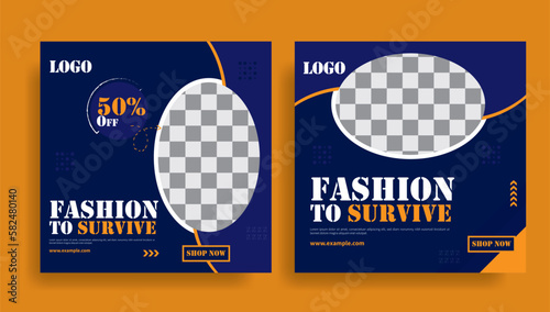 Fashion For Survive social media Banner Post Template design,  Beauty and Fashion Social Media Posts, Instagram Post and Stories Banner.