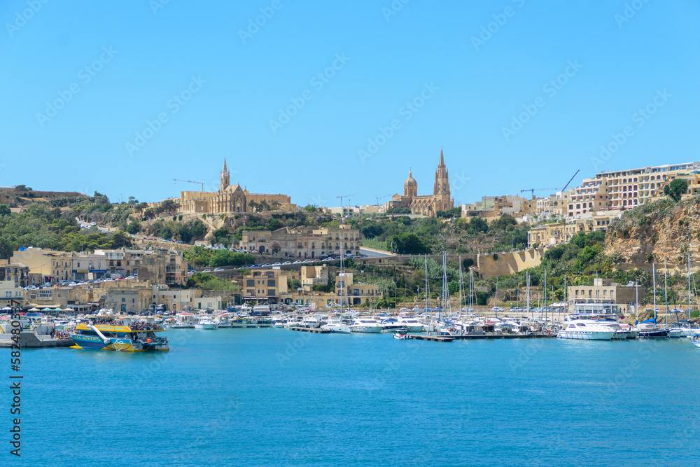 The entrance to Mgarr Harbour on the Island of Gozo,  Republic of Malta.