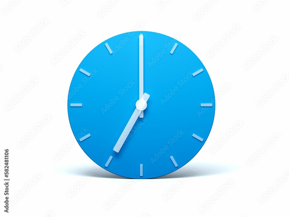 3d illustration of a blue clock showing 7 o'clock isolated on the white background 3d illustration of a blue clock showing 7 o'clock isolated on the white background