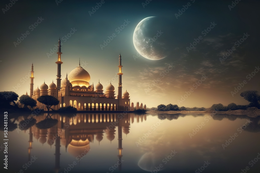 Background Wallpaper for Eid Mubarak Generative AI Stock Illustration