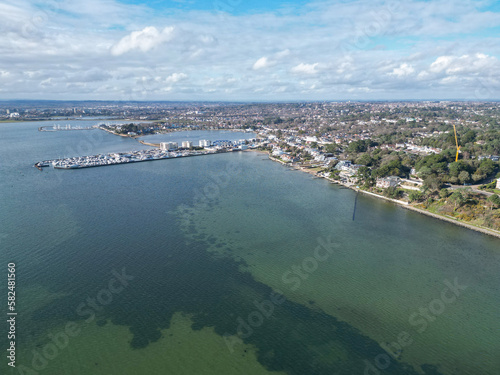 Aerial view of Sandbanks in Dorset, one of the richest strips of land in Europe