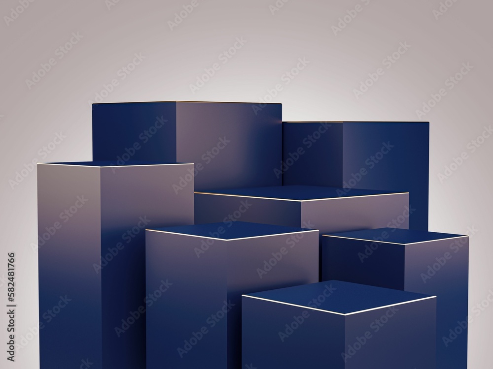 3D rendering of a purple-blue product display 3D rendering of a purple-blue product display