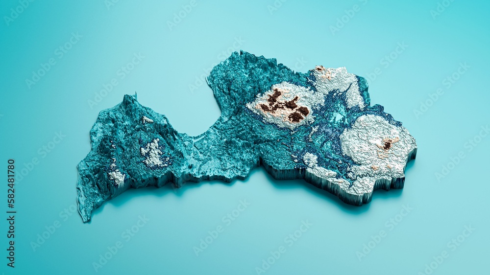 Latvia Map Hypsometric Latvian Elevation tint Spectral Shaded relief map 3d illustration Latvia Map Hypsometric Latvian Elevation tint Spectral Shaded relief map 3d illustration