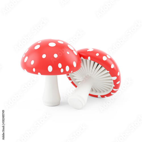 3d illustration of red mushrooms