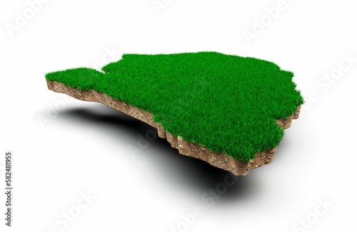 3D rendering of the grassy Africa map topography isolated on a white background