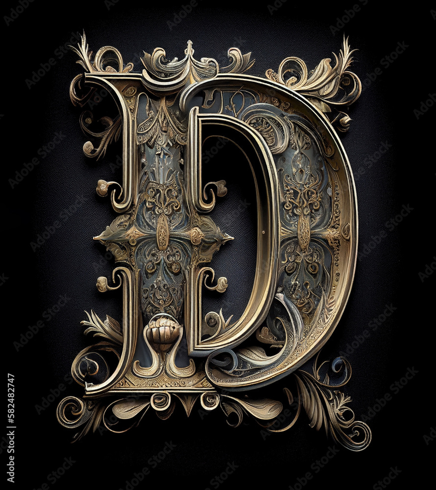 Letter D in victorian style, created with generative AI