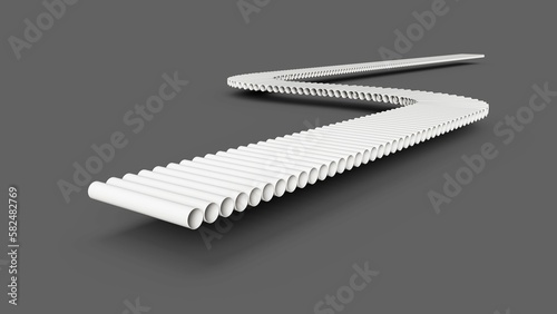 Εκτύπωση καμβά 3d of white conveyor belt made with PVC plastic pipes