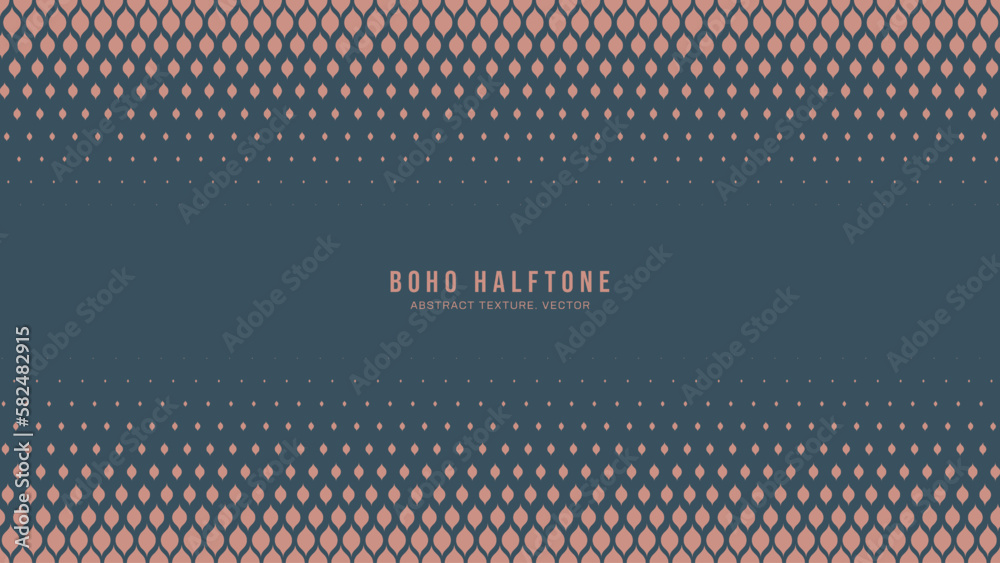 Boho Style Modern Halftone Vector Horizontal Border Fancy Abstract Background. Half Tone Gypsy Scale Pattern Trendy Fashionable Texture. Stylish Minimalist Wide Wallpaper. Graceful Stylish Abstraction