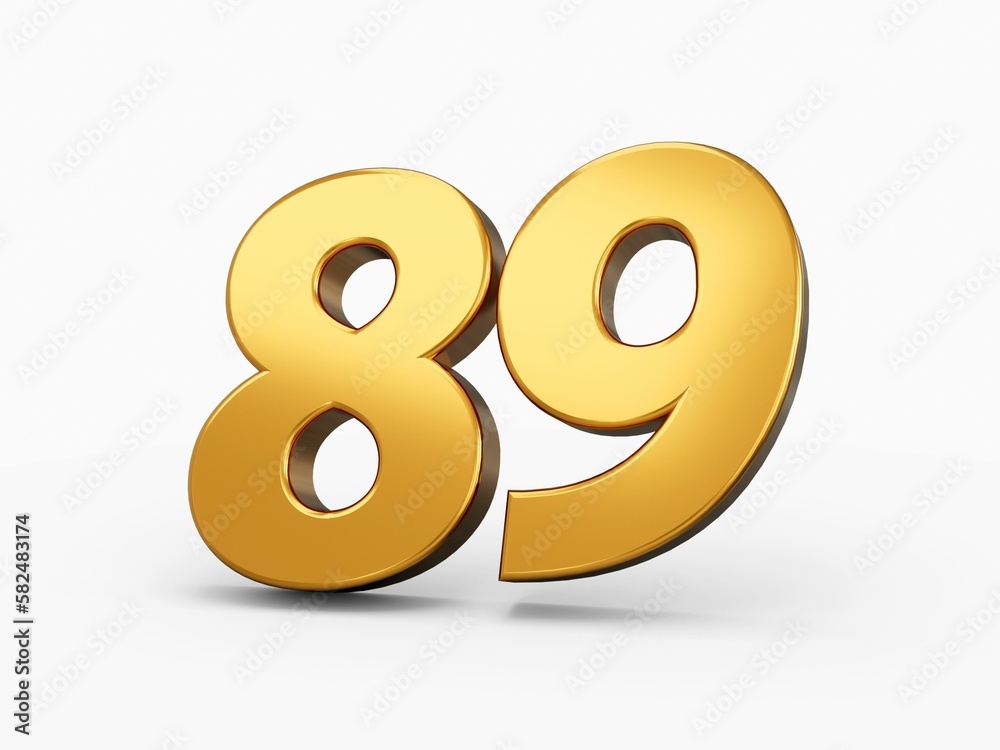 3D render of the gold number 89 isolated on a white background 3D render of the gold number 89 isolated on a white background