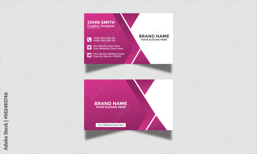 Fototapeta premium Modern Corporate and Creative Business Card Design Template Double-Sided Horizontal Name Card Simple and Clean Pink and White Purple Visiting Card Vector Illustration Colorful Gradient Business Card