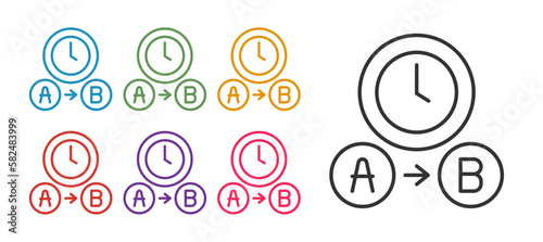 Set line Taxi waiting time icon isolated on white background. Car deadline, schedule ride. Set icons colorful. Vector
