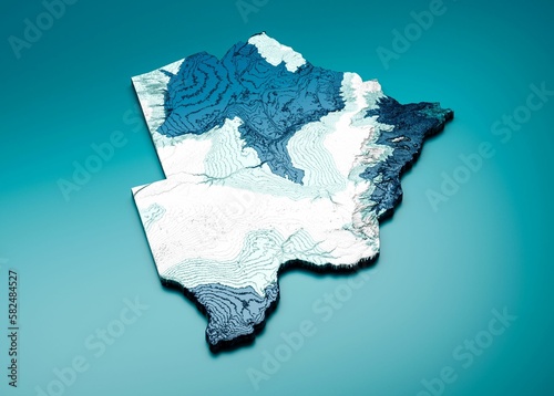 3D rendering of Botswana map isolated on a blue background
