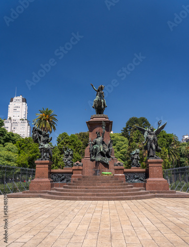 Panorama of the equestrian monument to General Jose de San Martin in Buenos Aires in Argentina © steheap