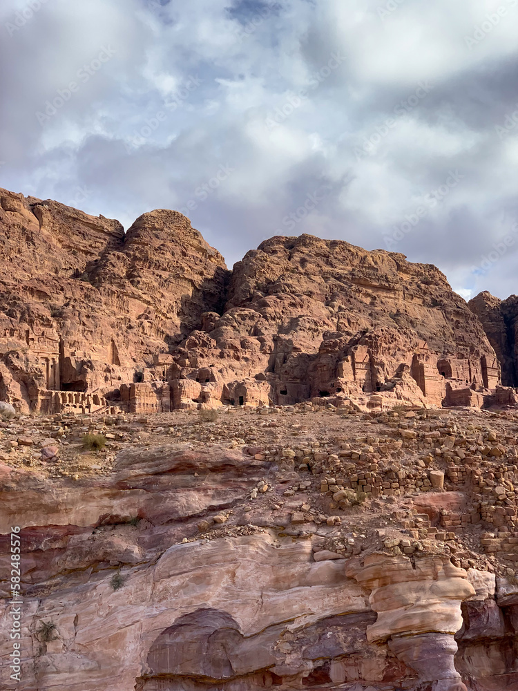 View of Royal Tombs in the Lost city of Petra