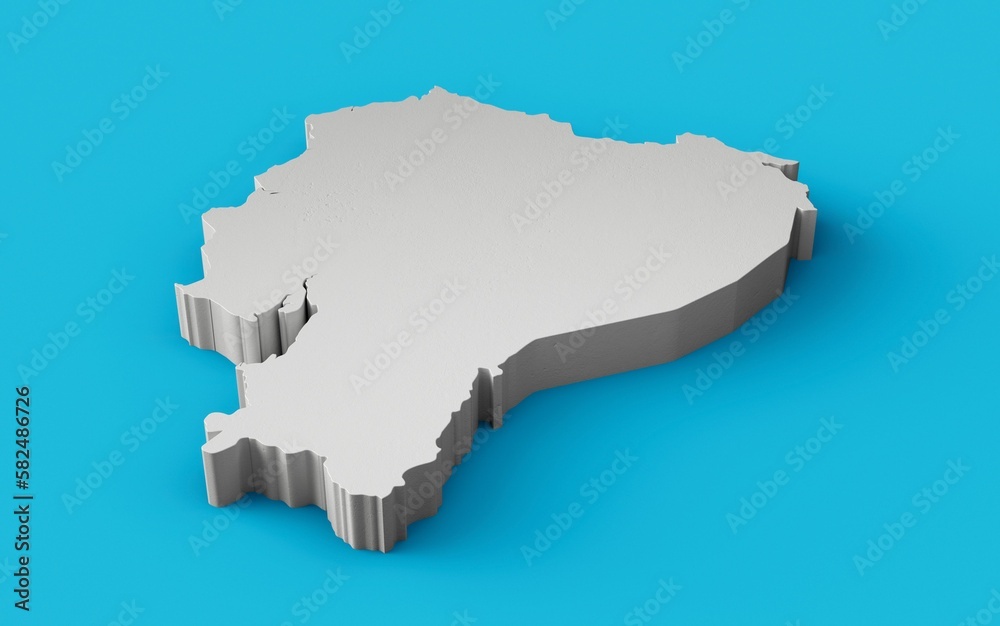 Fototapeta premium 3D illustration of Ecuador 3D map Geography Cartography and topology Sea Blue surface