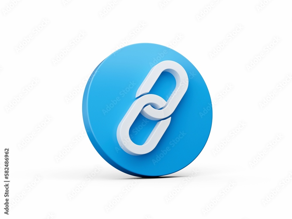 3D illustration of a link chain sign icon on a white background 3D illustration of a link chain sign icon on a white background
