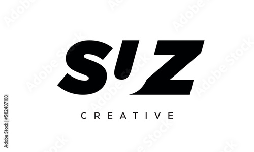 SUZ letters negative space logo design. creative typography monogram vector 
