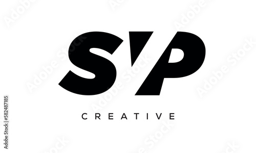 SVP letters negative space logo design. creative typography monogram vector 