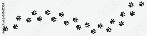 Paw footprint vector, foot trail print of cat. Dog, pattern animal tracks isolated on white gray background, backgrounds, vector icon Illustration