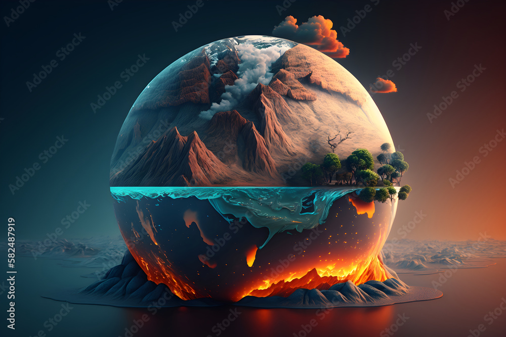 Global Climate Change Concept Earth Planet Suffering From Global 
