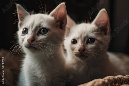 newborn kittens, adorable animals. Generative AI