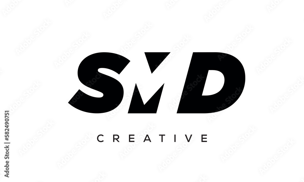 SMD letters negative space logo design. creative typography monogram vector SMD letters negative space logo design. creative typography monogram vector